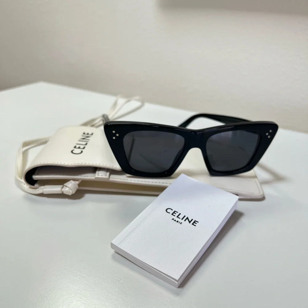 Celine Black Cat-Eye Sunglasses with Case - Picture 1 of 4